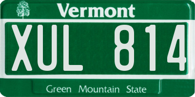 VT license plate XUL814