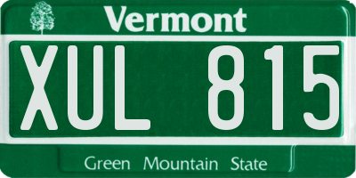 VT license plate XUL815