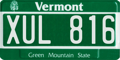 VT license plate XUL816