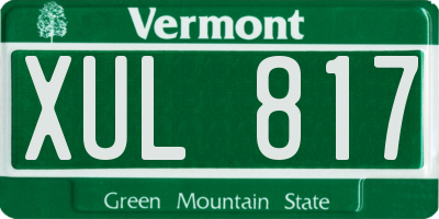 VT license plate XUL817