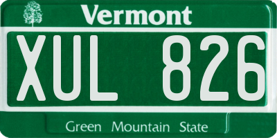 VT license plate XUL826
