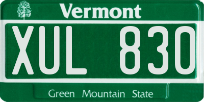 VT license plate XUL830
