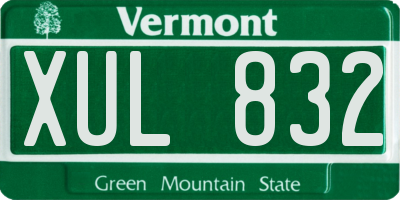 VT license plate XUL832