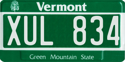 VT license plate XUL834