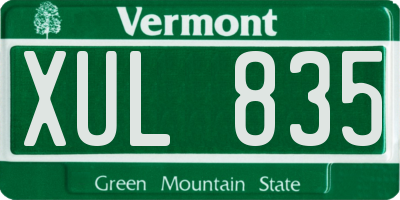 VT license plate XUL835