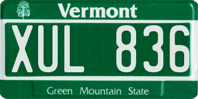 VT license plate XUL836