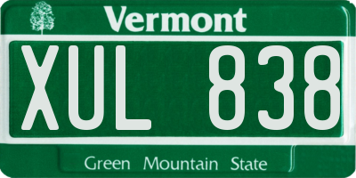 VT license plate XUL838