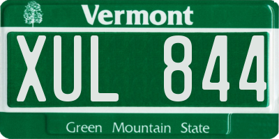 VT license plate XUL844