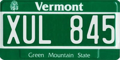 VT license plate XUL845