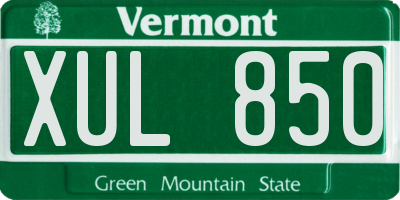 VT license plate XUL850