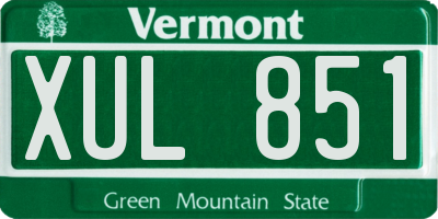 VT license plate XUL851
