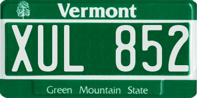 VT license plate XUL852