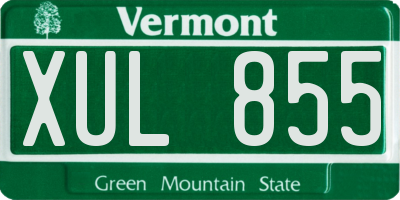 VT license plate XUL855