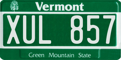 VT license plate XUL857