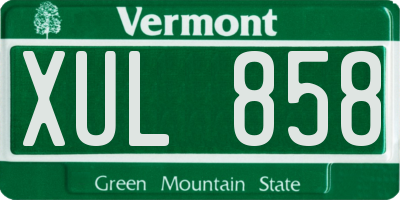 VT license plate XUL858