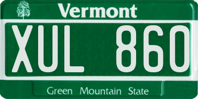 VT license plate XUL860