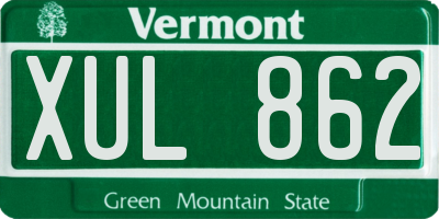 VT license plate XUL862