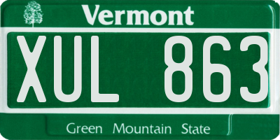 VT license plate XUL863