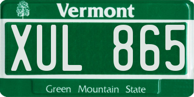 VT license plate XUL865