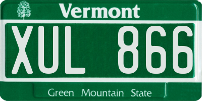 VT license plate XUL866