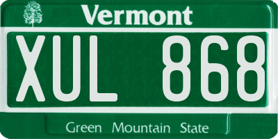 VT license plate XUL868