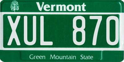 VT license plate XUL870