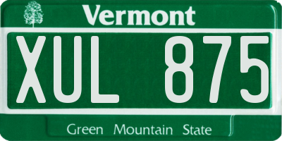 VT license plate XUL875