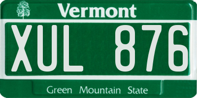 VT license plate XUL876