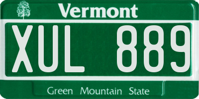 VT license plate XUL889
