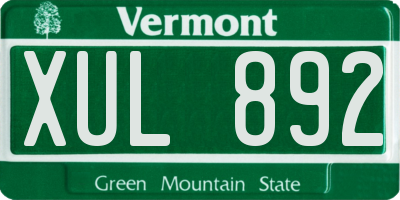VT license plate XUL892