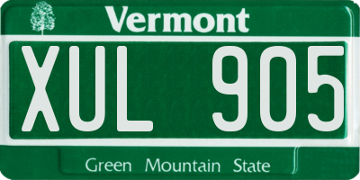 VT license plate XUL905