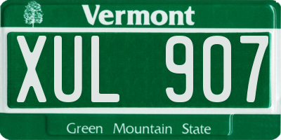 VT license plate XUL907