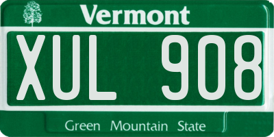 VT license plate XUL908
