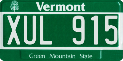 VT license plate XUL915