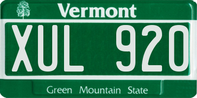 VT license plate XUL920