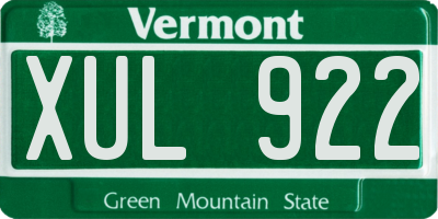 VT license plate XUL922