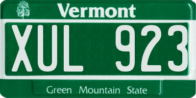VT license plate XUL923