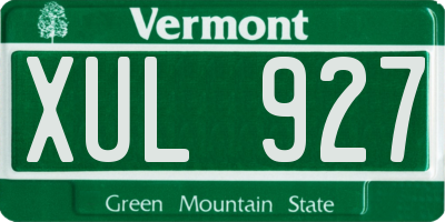 VT license plate XUL927