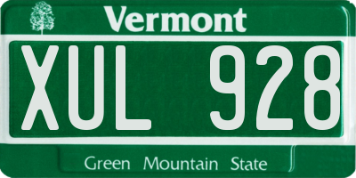 VT license plate XUL928