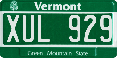 VT license plate XUL929