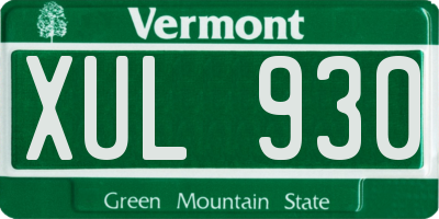 VT license plate XUL930