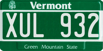 VT license plate XUL932