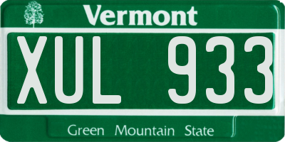 VT license plate XUL933