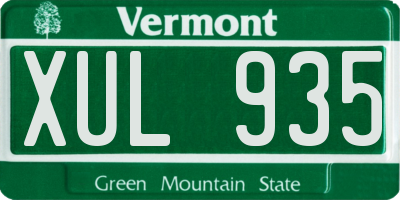 VT license plate XUL935