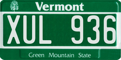 VT license plate XUL936