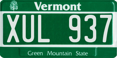 VT license plate XUL937