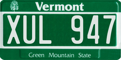 VT license plate XUL947