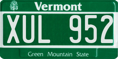 VT license plate XUL952