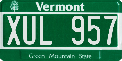 VT license plate XUL957