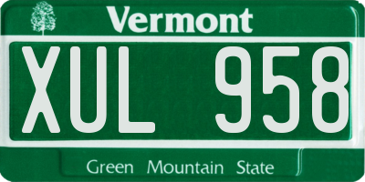 VT license plate XUL958